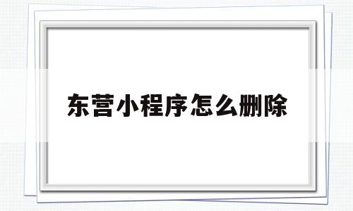 东营小程序怎么删除(微信小程序里怎么删除)