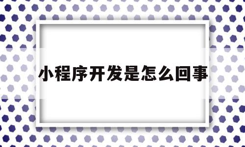 小程序开发是怎么回事(小程序开发百度百科)