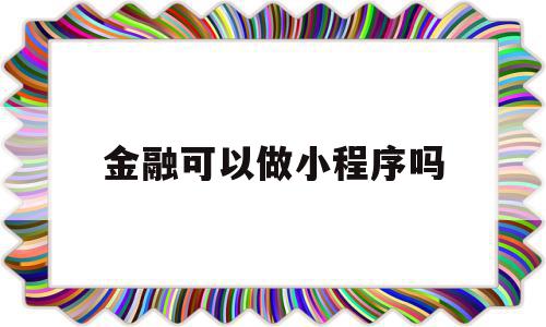 金融可以做小程序吗(金融一般人能做吗)