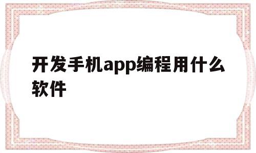 开发手机app编程用什么软件(开发手机程序)