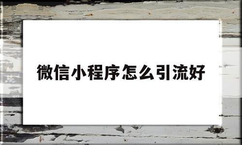 微信小程序怎么引流好(微信小程序怎么引流好做)