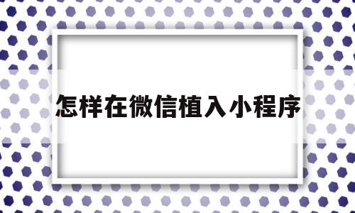 怎样在微信植入小程序(怎样在微信植入小程序链接)