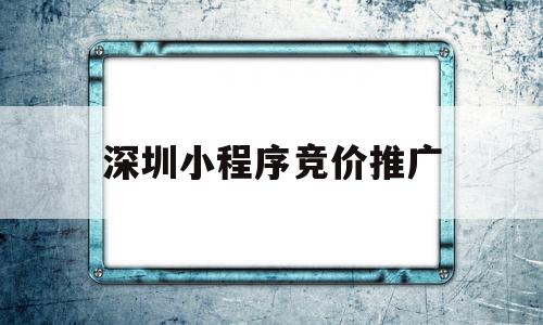 深圳小程序竞价推广(竞价类小程序)