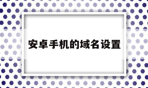 安卓手机的域名设置(安卓手机的域名设置方法)