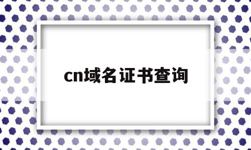 cn域名证书查询(域名注册证书查询)