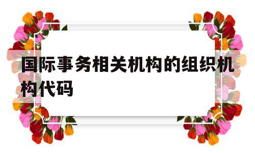 国际事务相关机构的组织机构代码(国际事务相关机构的组织机构代码是什么)