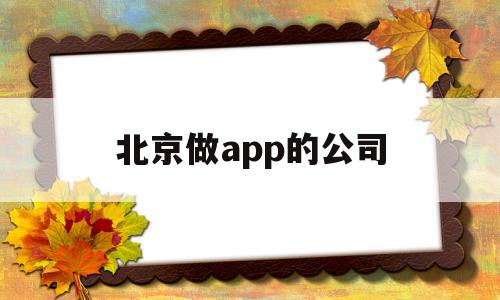 北京做app的公司(北京十大app开发公司排名)
