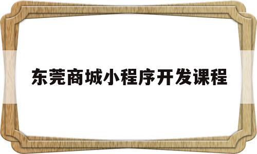 东莞商城小程序开发课程(东莞市小程序电子商务有限公司)