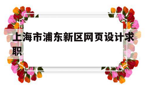 上海市浦东新区网页设计求职(上海网页设计公司哪个好)
