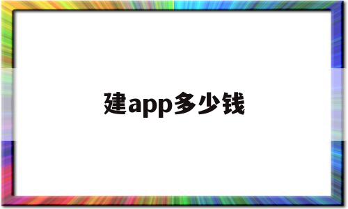 建app多少钱(建立一个app要多大的费用)