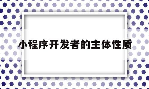 小程序开发者的主体性质(小程序开发者的主体性质是什么)