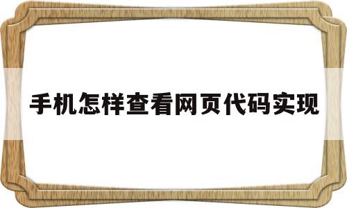 手机怎样查看网页代码实现(手机端查看网页代码)