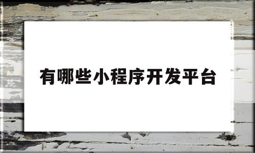 有哪些小程序开发平台(小程序开发平台都有哪些)