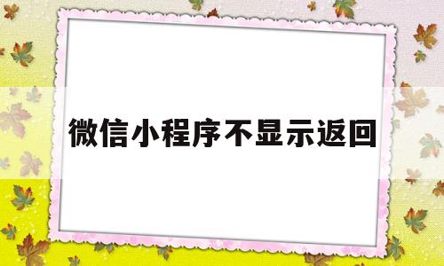 微信小程序不显示返回(小程序打开后返回微信),微信小程序不显示返回(小程序打开后返回微信),微信小程序不显示返回,信息,微信,APP,第1张